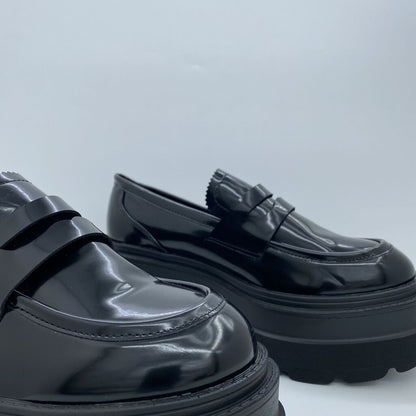 Black Patent Platform Loafer with Chunky Sole