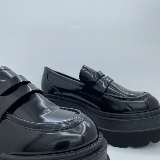 Black Patent Platform Loafer with Chunky Sole