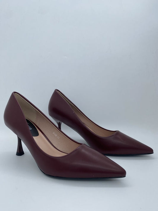Burgundy Pointed Toe Classic Heels