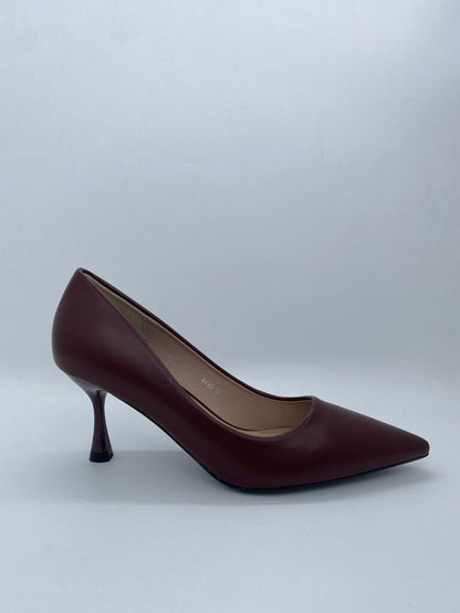 Burgundy Pointed Toe Classic Heels
