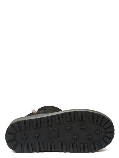 Black Suede Ankle Boot with Shearling Detail