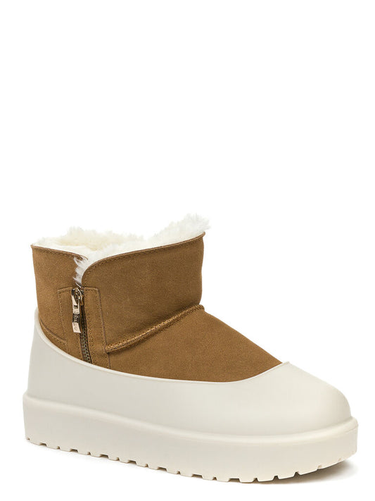 Brown Suede Ankle Boots with Shearling Lining