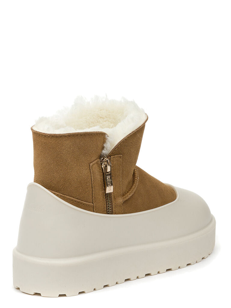 Brown Suede Ankle Boots with Shearling Lining