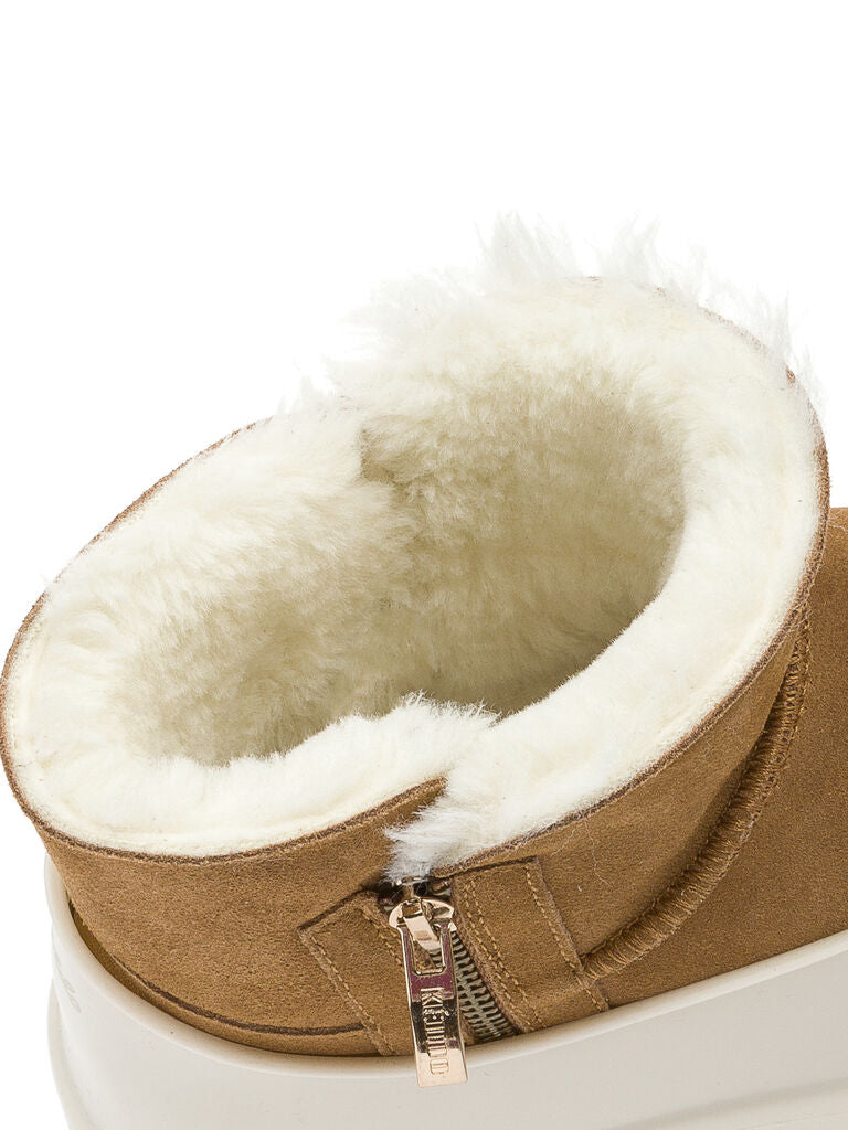 Brown Suede Ankle Boots with Shearling Lining