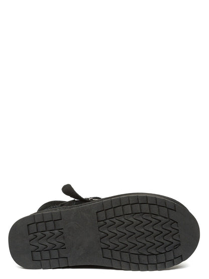 Black Suede Buckle Detail Platform Ankle Boots