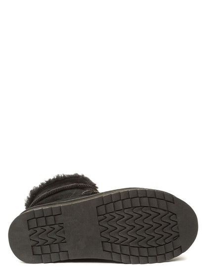 Black Cozy Lace-Up Ankle Boots with Plush Lining