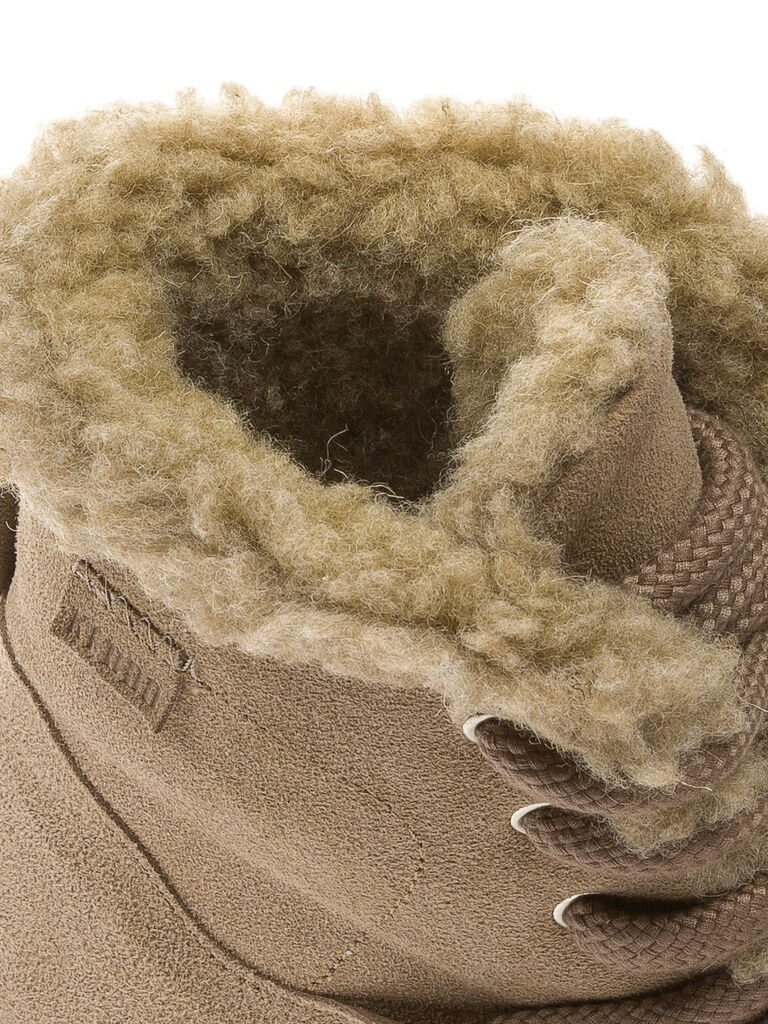 Beige Suede Ankle Boot with Faux Fur Lining