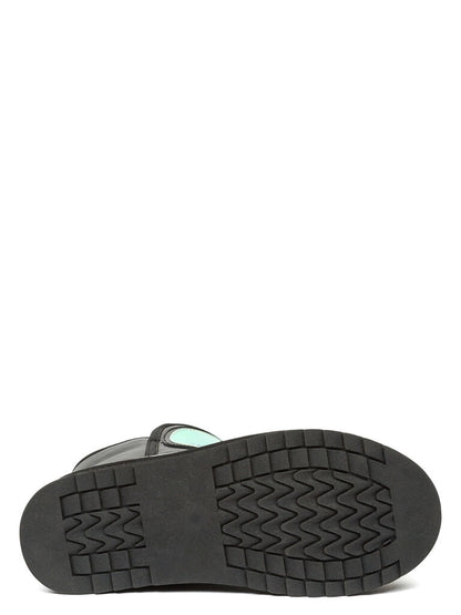 Black Platform Ankle Boot with Iridescent Panel