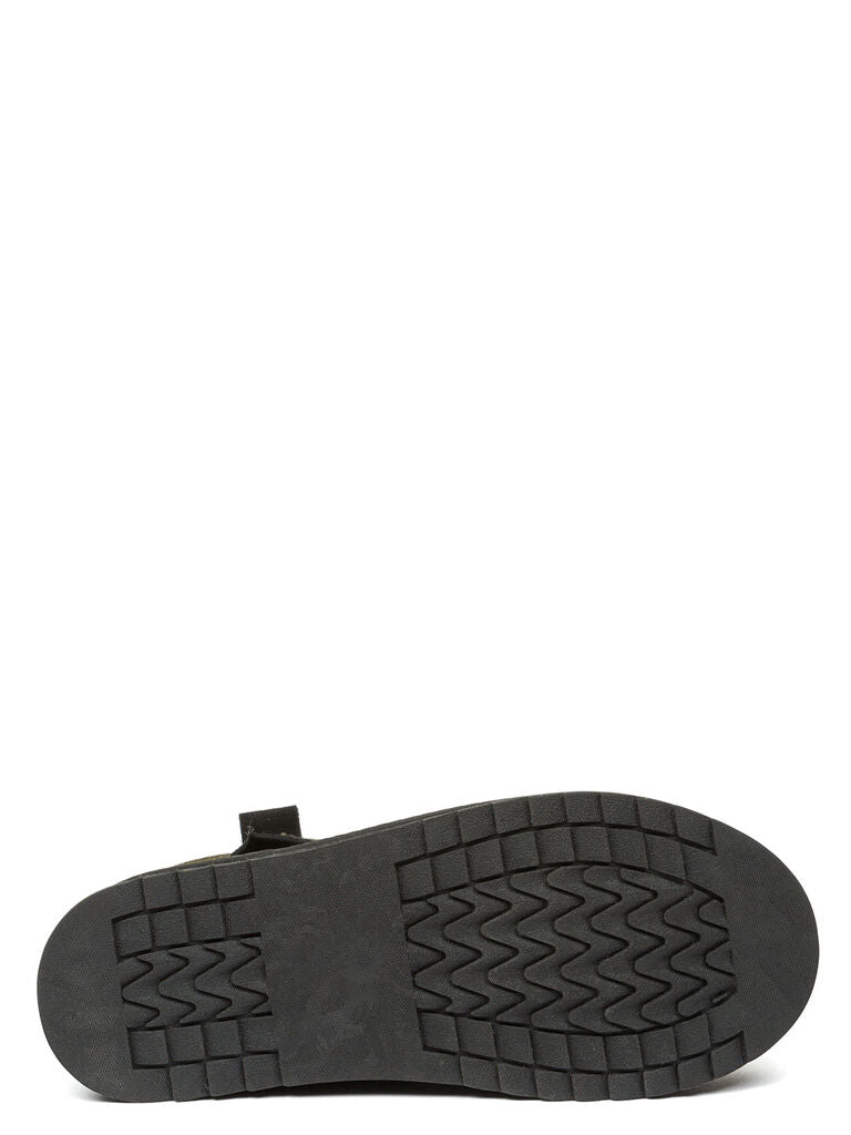 Olive Suede Ankle Boots with Platform Sole
