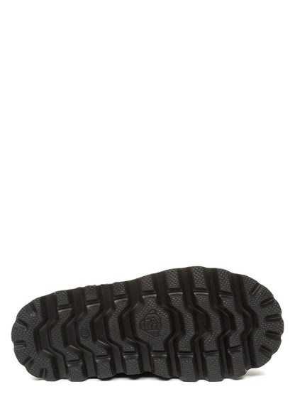Black Suede Platform Ankle Boot with Shearling Lining