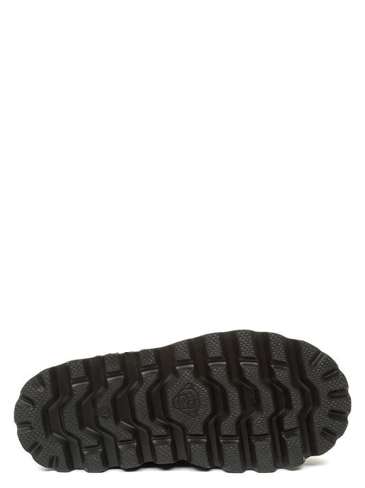Black Suede Platform Ankle Boot with Shearling Lining