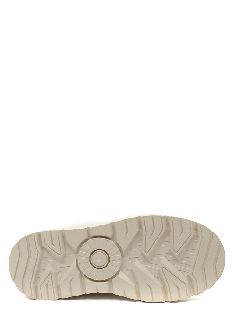 Cream Faux Shearling Ankle Boots with Fold-Over Cuff