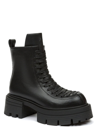 Black Platform Lace-Up Ankle Boots