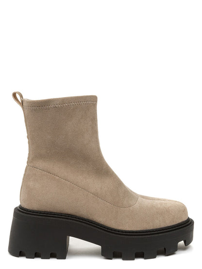 Taupe Suede Ankle Boot with Chunky Sole