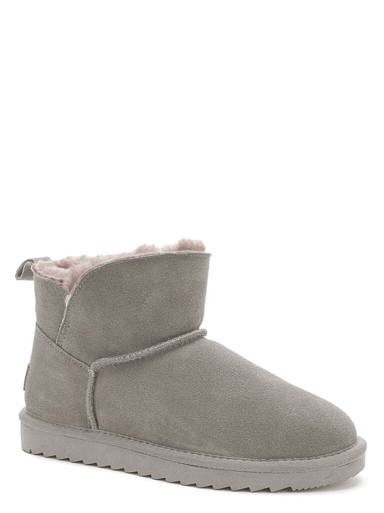 Gray Suede Ankle Boots with Plush Lining