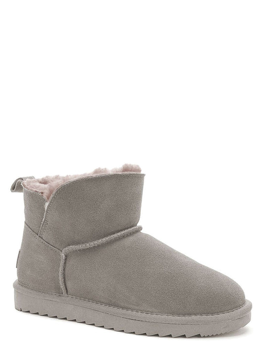 Gray Suede Ankle Boots with Plush Lining