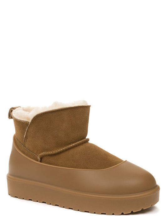 Brown Suede Ankle Boots with Cozy Lining