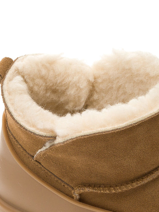 Brown Suede Ankle Boots with Cozy Lining