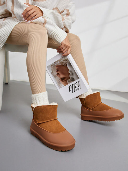 Brown Suede Ankle Boots with Cozy Lining
