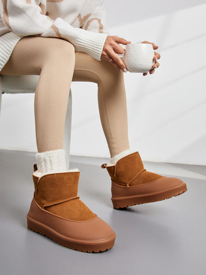 Brown Suede Ankle Boots with Cozy Lining