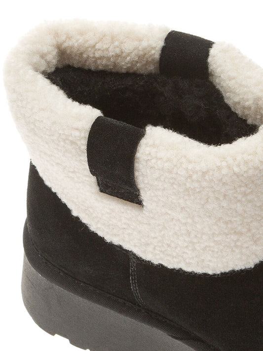 Black Suede Platform Boot with Shearling Cuff