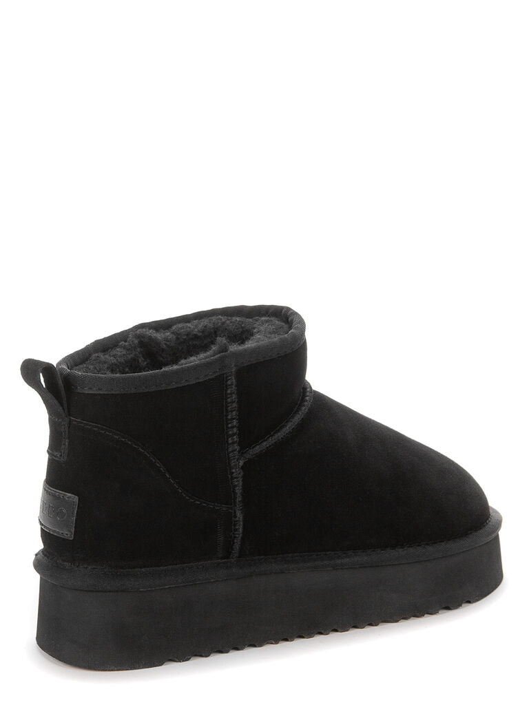 Black Suede Ankle Boot with Platform Sole