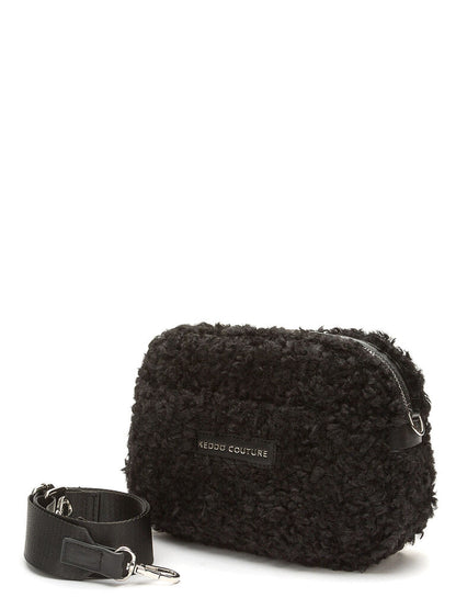Black Textured Crossbody Bag with Removable Strap