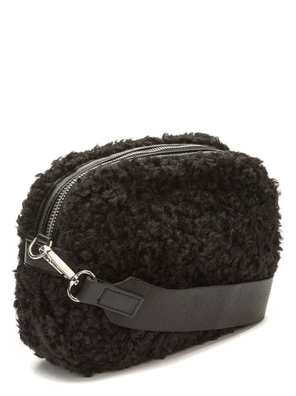 Black Textured Crossbody Bag with Removable Strap
