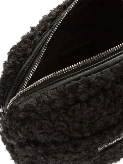 Black Textured Crossbody Bag with Removable Strap