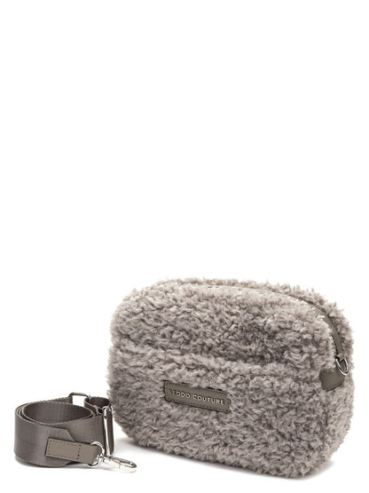 Gray Faux Shearling Crossbody Bag