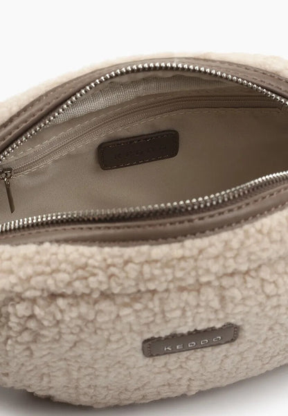 Cream Textured Cosmetic Bag with Handle