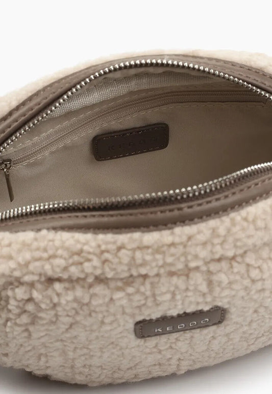 Cream Textured Cross-body Bag with Handle