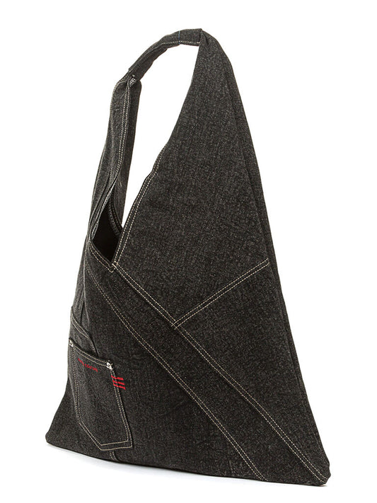 Black Denim Tote Bag with Contrasting Stitching