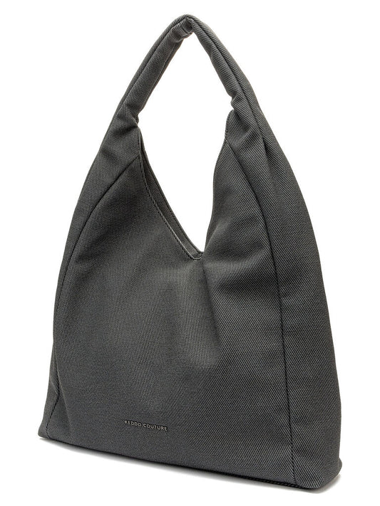 Gray Textured Tote Bag with Slouchy Design