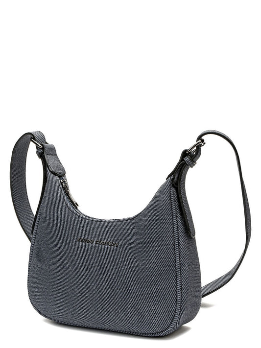 Charcoal Textured Shoulder Bag with Adjustable Strap