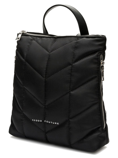 Black Quilted Backpack with Dual Zipper