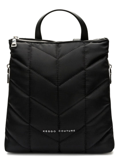 Black Quilted Backpack with Dual Zipper