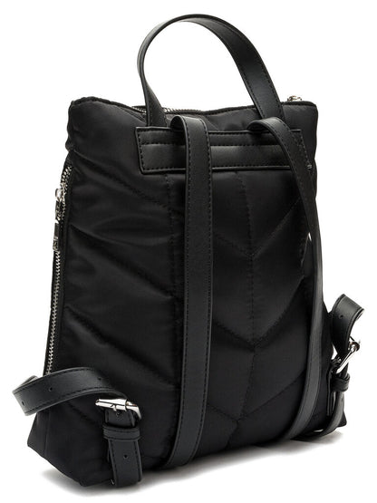 Black Quilted Backpack with Dual Zipper