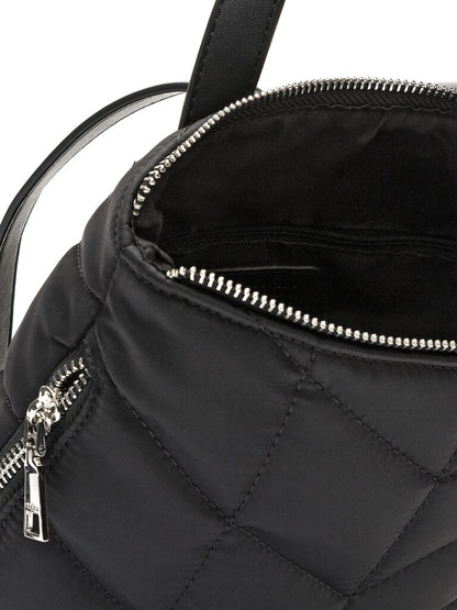 Black Quilted Backpack with Dual Zipper