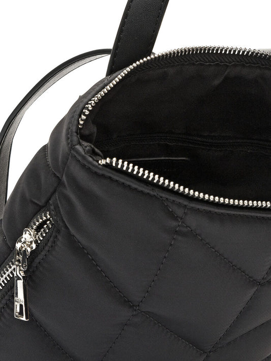 Black Quilted Backpack with Dual Zipper