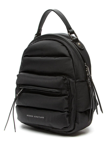Black Quilted Backpack with Front Pocket