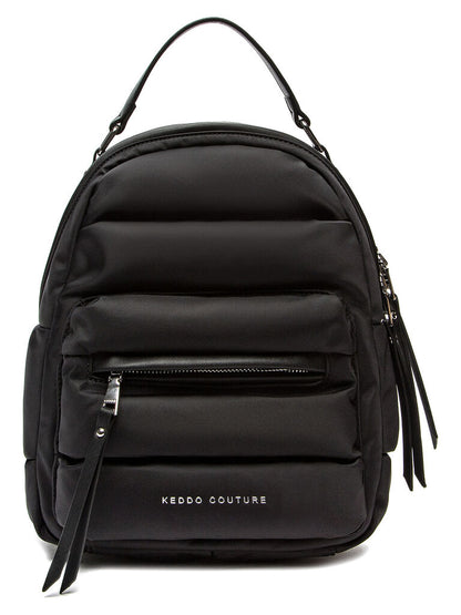 Black Quilted Backpack with Front Pocket