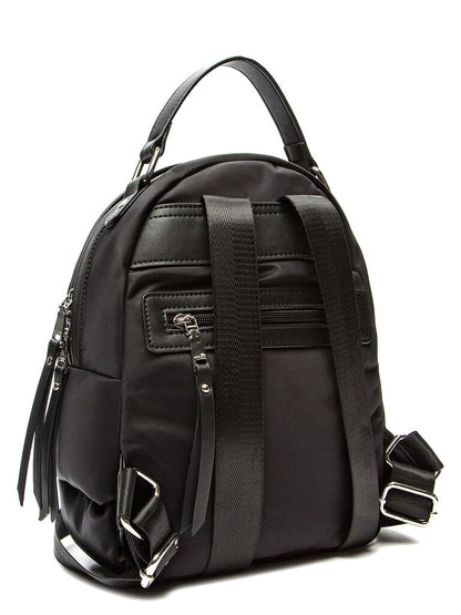 Black Quilted Backpack with Front Pocket