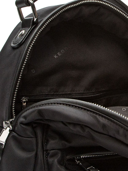 Black Quilted Backpack with Front Pocket