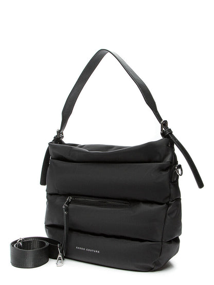 Black Quilted Shoulder Bag with Adjustable Strap