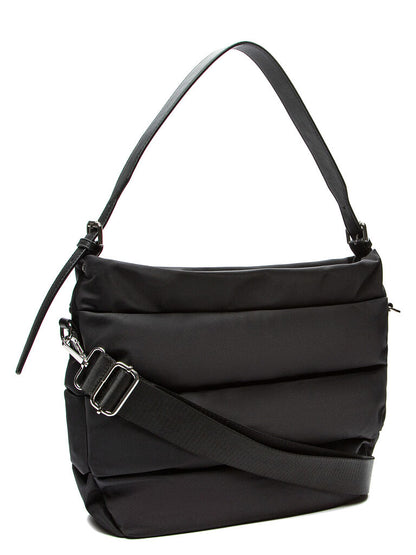 Black Quilted Shoulder Bag with Adjustable Strap