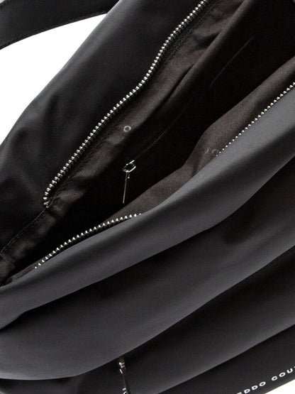 Black Quilted Shoulder Bag with Adjustable Strap