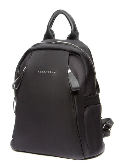 Black Nylon Backpack with Arched Zipper