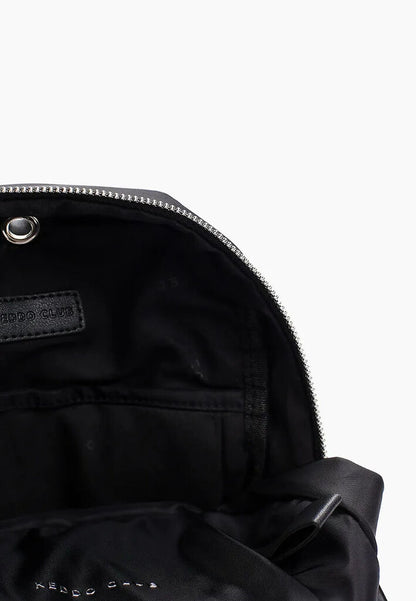 Black Nylon Backpack with Arched Zipper