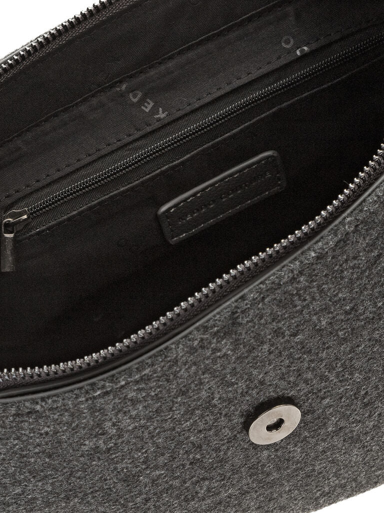 Gray Wool Blend Shoulder Bag with Twisted Handle